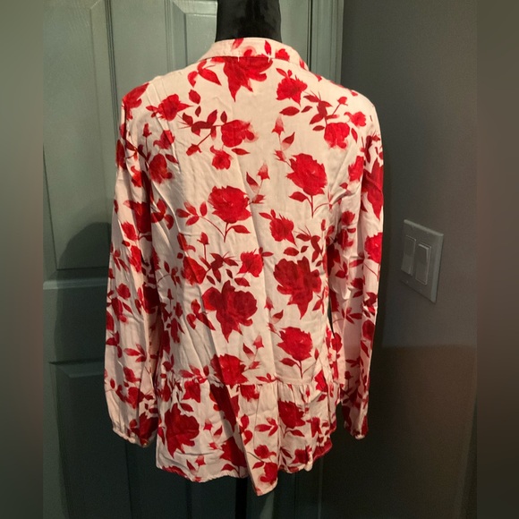 Matilda Jane medium pink with red floral print long sleeve top - Picture 3 of 5